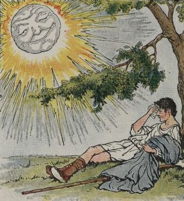 The Sun shining, makes the traveller remove his cloak.