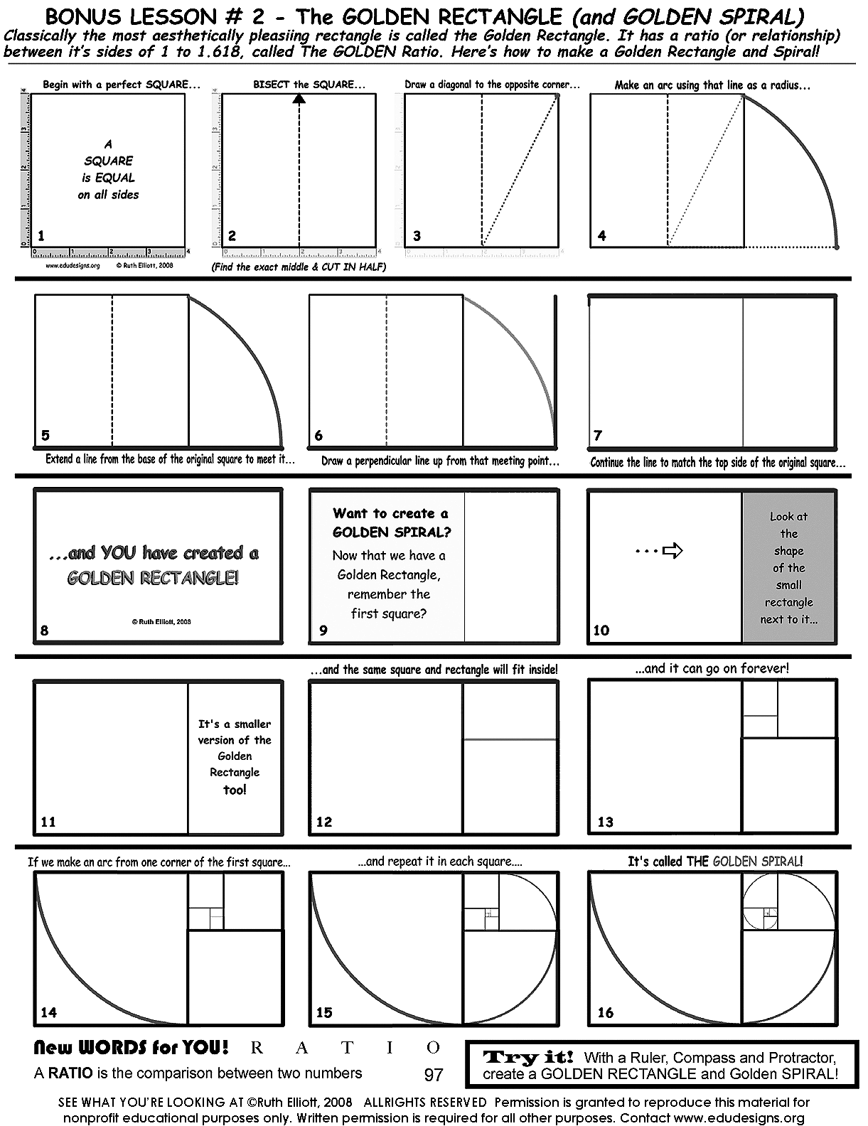 The Golden Rectangle & Golden Spiral